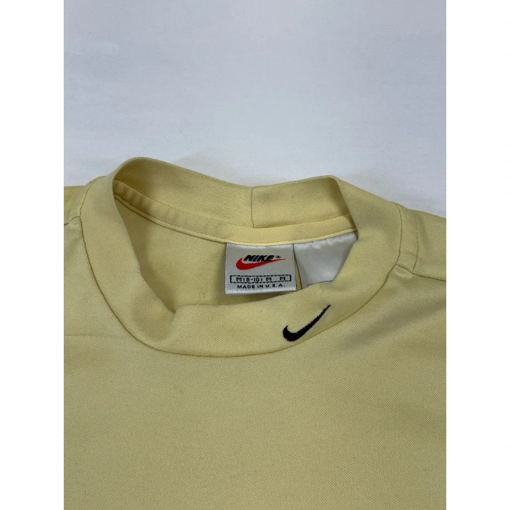 Vintage Nike Fit Long Sleeve Shirt Yellow‎ Black Mock Neck Mens Medium USA Made